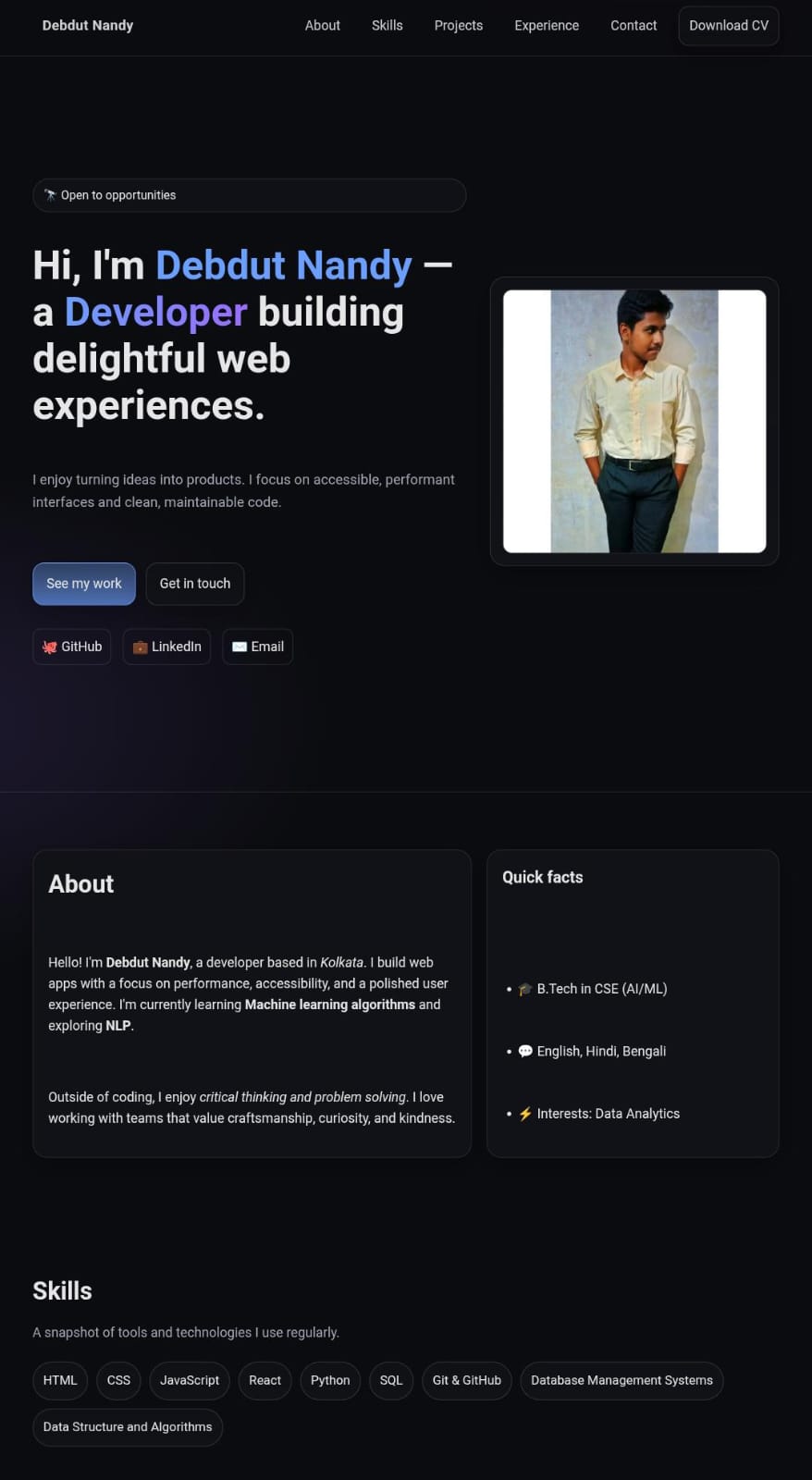 Screenshot of Project One